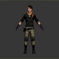 Realistic 3D Game Character With Brown Hair Orange Scarf Black Jacket Tactical Pants And Boots