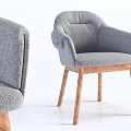 Modern Gray Upholstered Dining Chair With Wooden Legs And Comfortable Armrests