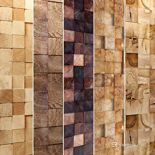 Wooden Background Wall With Diverse Natural Grain Patterns And Various Wood Textures 3d model