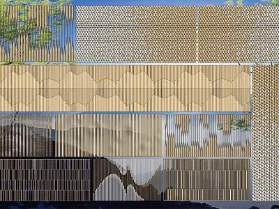 Decorative Perforated Partition Design With Geometric Patterns For Building Facade 3d model