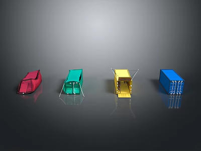 Colorful Foldable Collapsible Portable Stools with Red Green Yellow Blue Colors as Living Essentials 3d model