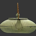 Light Green Striped Teapot With Brown Rattan Handle And Minimalist Natural Design