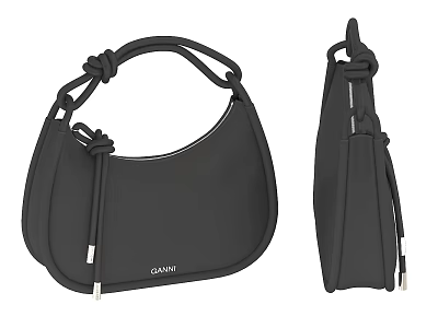 Elegant Black Celine Leather Handbag With Knotted Handle And Half Moon Silhouette 3d model