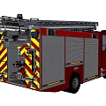 Red Leyland Fire Truck With Extended Ladder Multiple Compartments And Rescue Tools