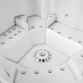 Square Wooden Frame White Interior Jetted Massage Spa Bathtub Design
