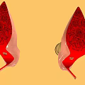 Pink Pointed Toe High Heels With Red Heel And Patent Leather Finish