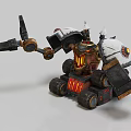 Mechanical Character Design With Treads Glowing Red Components And Weapon Arm 3d model