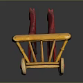 Electric Toy Horse Cart with Red Yellow Wooden Frame and Wheels for Kids Play