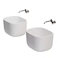 Modern White Ceramic Above Counter Wash Basin For Bathroom With Chrome Faucet