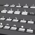 Modern wash basin table basin faucet combination frosted wall hanging wash basin faucet floor faucet bathroom hardware faucet small piece combination 3d model