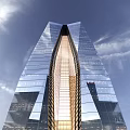 Modern Hotel Skyscraper With Glass Curtain Wall And Illuminated Exterior Design