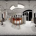 Modern Hair and Beauty Salon Interior with Styling Chairs Mirrors and Pendant Lights