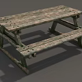 Rustic Wooden Outdoor Dining Table Set With Bench Seats And Classic Design