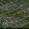 Aerial View Urban Planning With Green Spaces Building Layouts And Road Networks
