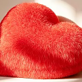 Soft Red Heart Shaped Plush Furry Pillow For Cozy Home Decor