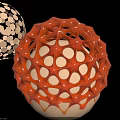 Decorative Ornament Set Of Three Colorful Hollow Spherical Designs With Light Blue Background