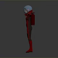 Character In Red Bodysuit With Blue Helmet Outstretched Arms And Holding Airplane Model
