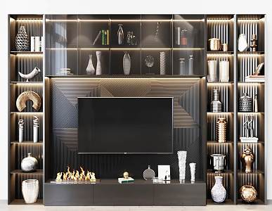 Light Luxury TV Background Cabinet TV Wall TV Background Wall Decorative Cabinet 3d model