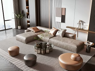 Sofa coffee table combination 3d model