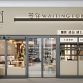 Stylish Shopping Mall Store With Glass Facade Offering Coffee Desserts Whiskey And Casual Dining