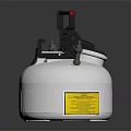 White Industrial Storage Equipment With Red Indicator Light Black Control Components And Yellow Warning Label