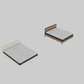 Modern Double Bed with White Frame and Green Supportive Quilted Mattress Design