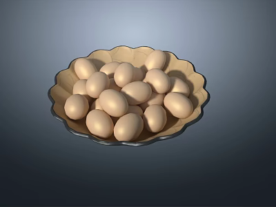 Fresh Brown Eggs in a Decorative Bowl for Healthy Breakfast 3d model