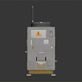 Gray High Voltage Equipment With Wheels Warning Labels And Top Circular Component 3d model