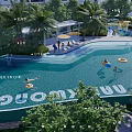 Pool view Modern swimming pool 3d model