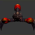 Fantasy Scorpion Creature With Flaming Red Claws And Tail For Game Character Design