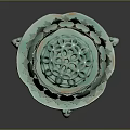 Turquoise Decorative Furniture Piece With Hollow Sphere And Lotus Shaped Base