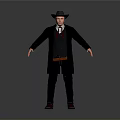 Stylish Men's Daily Living Essentials With Black Coat Hat Red Tie And Brown Shoes