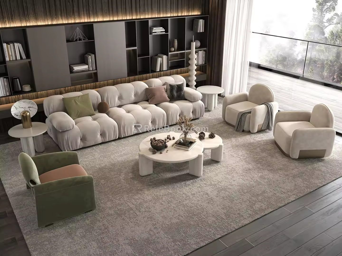 Sofa Coffee Table Combination Sofa Coffee Table Three-Seater Sofa Living Room 3d model