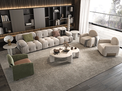 Sofa Coffee Table Combination Sofa Coffee Table Three-Seater Sofa Living Room 3d model