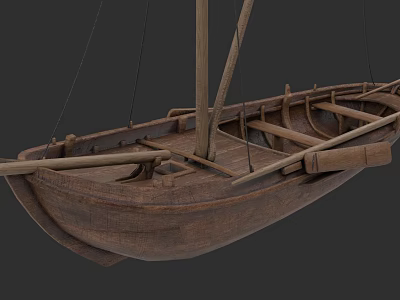 Traditional Wooden Sailboat Model With Mast Rigging And Hull Details 3d model