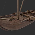 Traditional Wooden Sailboat Model With Mast Rigging And Hull Details