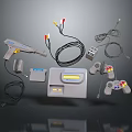 Vintage Retro Gaming Console With Controllers Light Gun Cables And Power Adapter