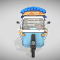Blue Mobile Food Cart With Blue Canopy And Food Display Shelves For Hungry Customers