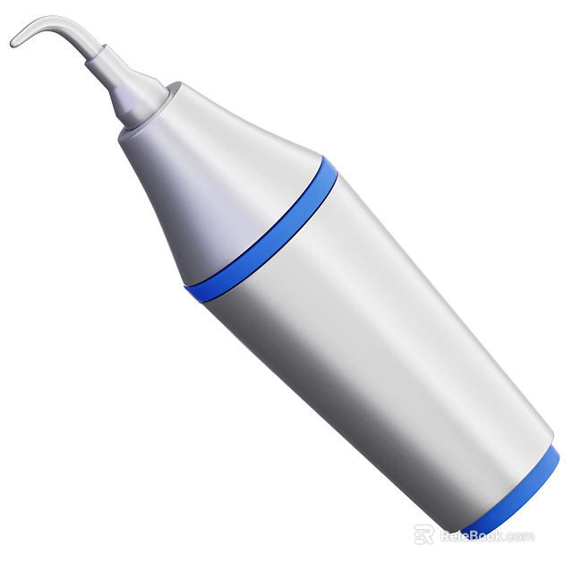 Handheld Medical Device With Silver Body And Blue Accent Rings 3d model 