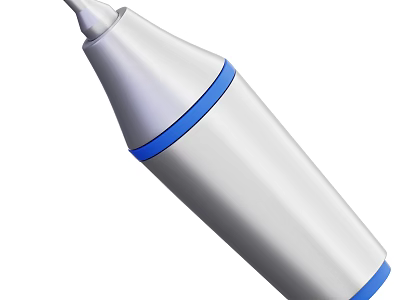 Handheld Medical Device With Silver Body And Blue Accent Rings 3d model