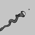 Brown Coiled Snake With Small Shiny Object On Gray Background
