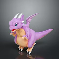 Cute Purple Baby Dragon With White Horns Wings And Yellow Belly