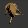 Golden Axolotl Sculpture With Shiny Body On Dark Background And Reflection