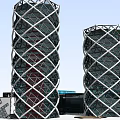 Modern Office Buildings With Unique Geometric Exterior And Grid Like Architectural Design