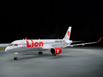 Lion Air Passenger Airliner With White Red Livery And World Class Branding 3d model