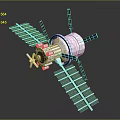 Space Station Satellite With Solar Panels And Orbital Module For Cosmic Exploration