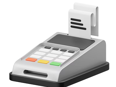 Smart Cash Register Machine with Receipt Printer Modern Design and Colorful Keypad Buttons 3d model