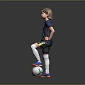 Boy in Blue Soccer Jersey Standing with One Foot on Football Hands on Hips