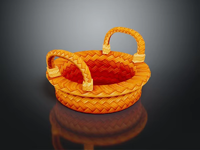 Animal Shaped Woven Basket In Orange With Decorative Handles For Home Use 3d model
