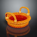 Animal Shaped Woven Basket In Orange With Decorative Handles For Home Use